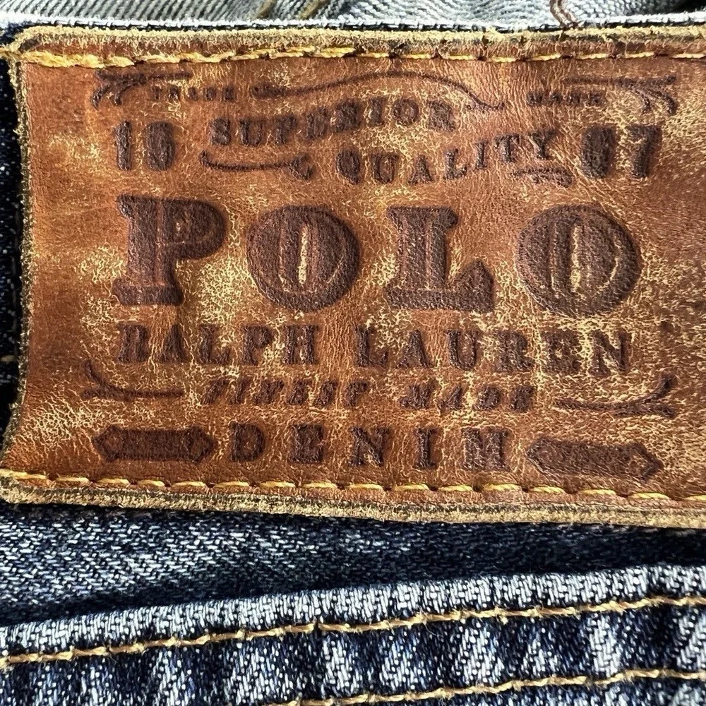 Polo Ralph‎ Lauren PRL Classic Denim Jeans 38 x 30 Distressed RL Logo Denim F12